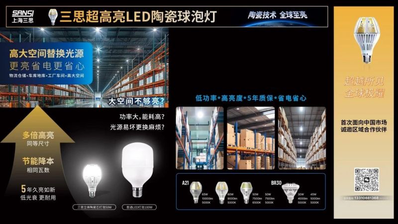 超出所见,三思,重磅宣布,10000流明,A21,陶瓷球泡,高端光源,“陶瓷芯”,弥补环球市场空缺